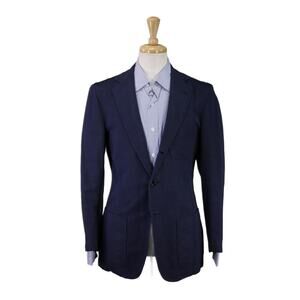 Borrelli Napoli Navy Blue Cotton Linen 2-Btn Patch Pocket Blazer Jacket 38S